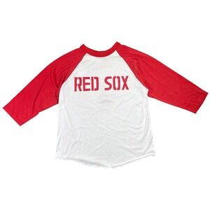 Augusta Sportswear Red Sox Baseball Tee Vintage Single Stitch Large White Red